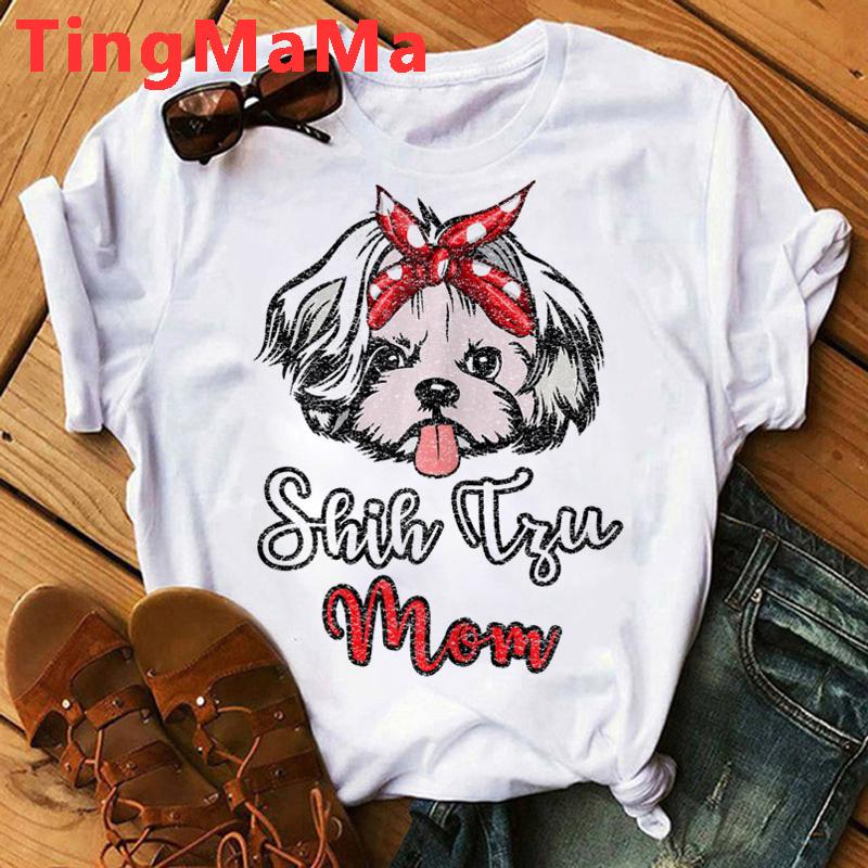 Maminka Tričko Ženy Harajuku Letní topy Kreslený Shih Tzu Grafika Trička Kawaii Módní Unisex topy