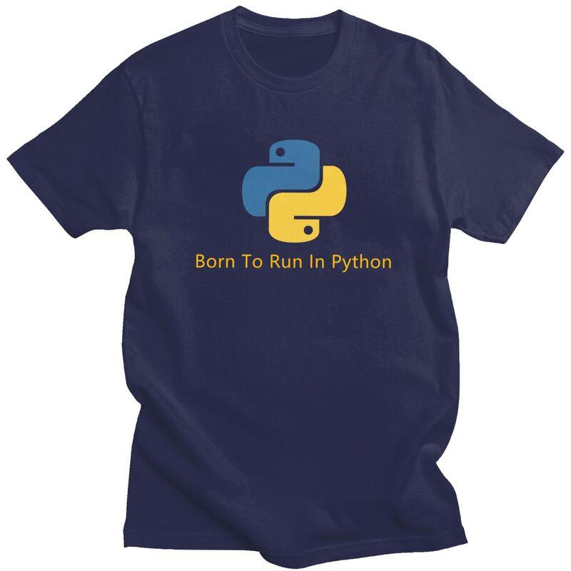 Custom Born To Run In Python Tshirt for Men Short Sleeves Casual T Shirt Programmer Computer Developer Tshirt 100 Cotton Tee