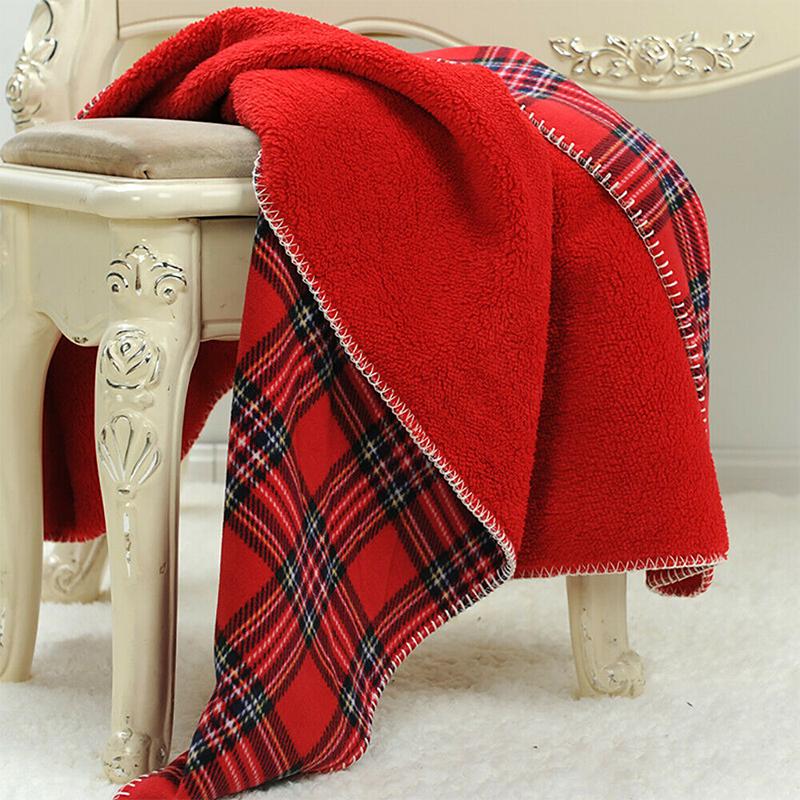 

Warm Flannel Fleece Blanket Super Soft Velvet Plaid Pattern Blanket Travel Nap Sofa Throw Blankets Xmas Dcoration 130X80cm