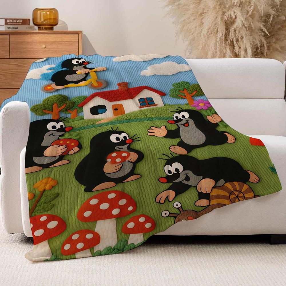 Cartoon Cute The Little Mole Blanket For Sofa Office Bed Plane Travel Sleep Read Relax Camping Soft And Warm