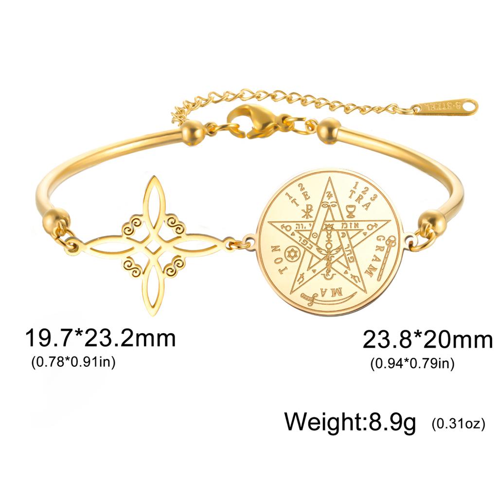EUEAVAN Classic Witch Knot Bracelet For Women Stainless Steel Tetragrammaton Pentacle Bracelet Double Protection Jewelry Gifts