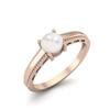 Anello da Donna in Argento Sterling 925 Placcato Oro Rosa 0.50 Carati Perla Rotonda Solitario Gambo Perline Anello Anniversario