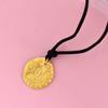 Chisel-Carved Brass Pendant: Chinese Auspicious Words, Retro Gold-Finish Necklace for Men and Women