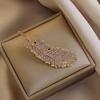 Korean Rhinestone Leaf Hairpin - Diamond Feather Duckbill Clip for Women