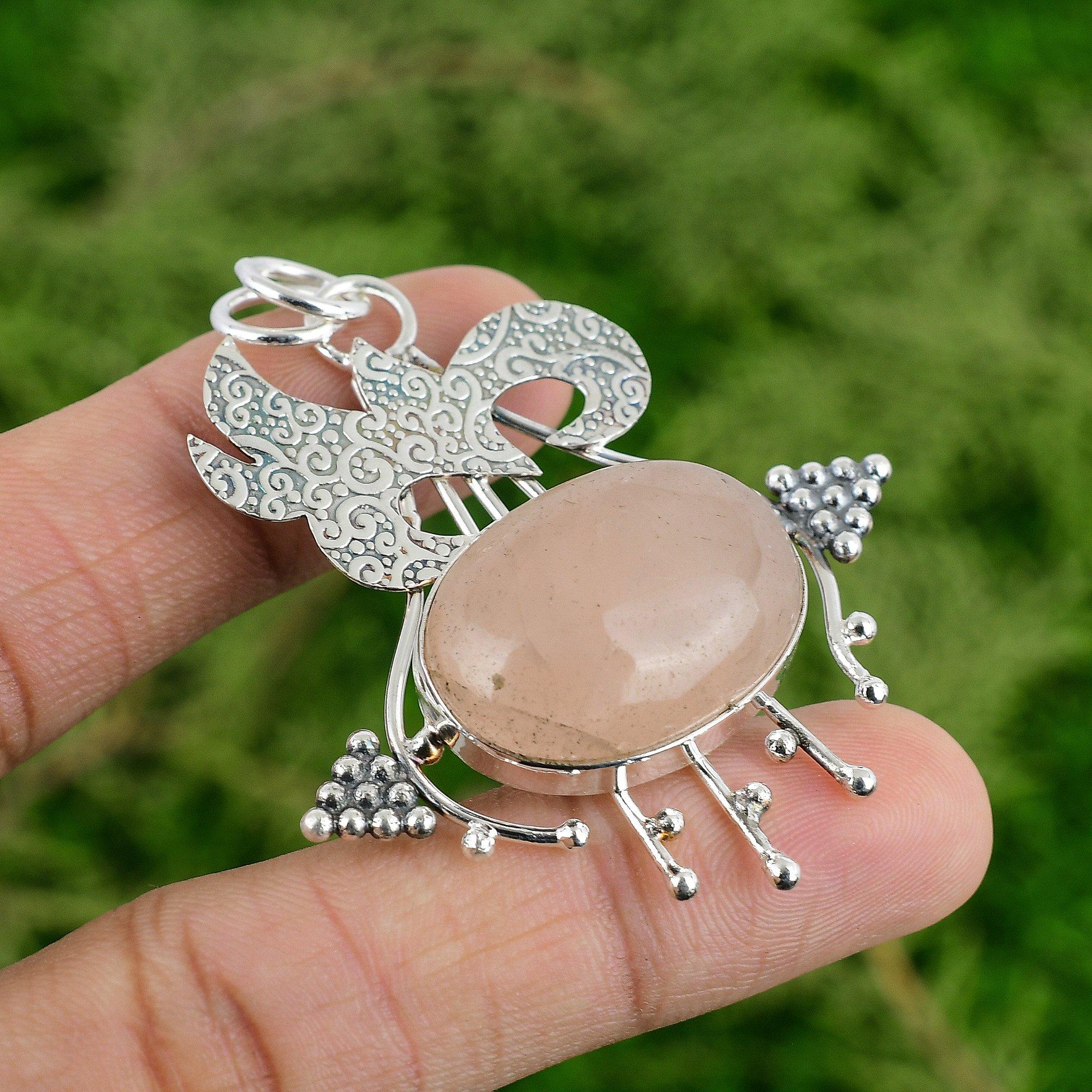 

Daughters Day Sale Natural Rose Quartz Birthday Pendant Jewelry Sterling Silver