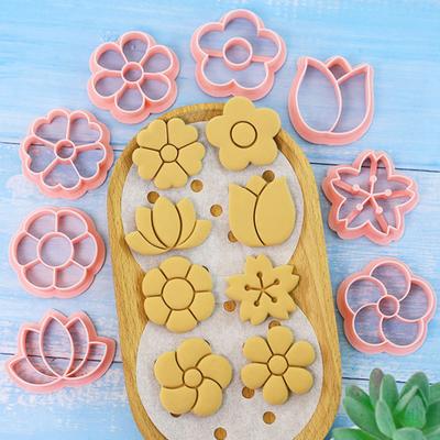 8 bucăți/set 3D tăieturi de biscuiți în formă de floare din plastic matriță pentru biscuiți ștampila pentru prăjituri DIY fondant pentru prăjituri pentru coacere produse de patiserie ustensile de copt Accesorii de bucătărie