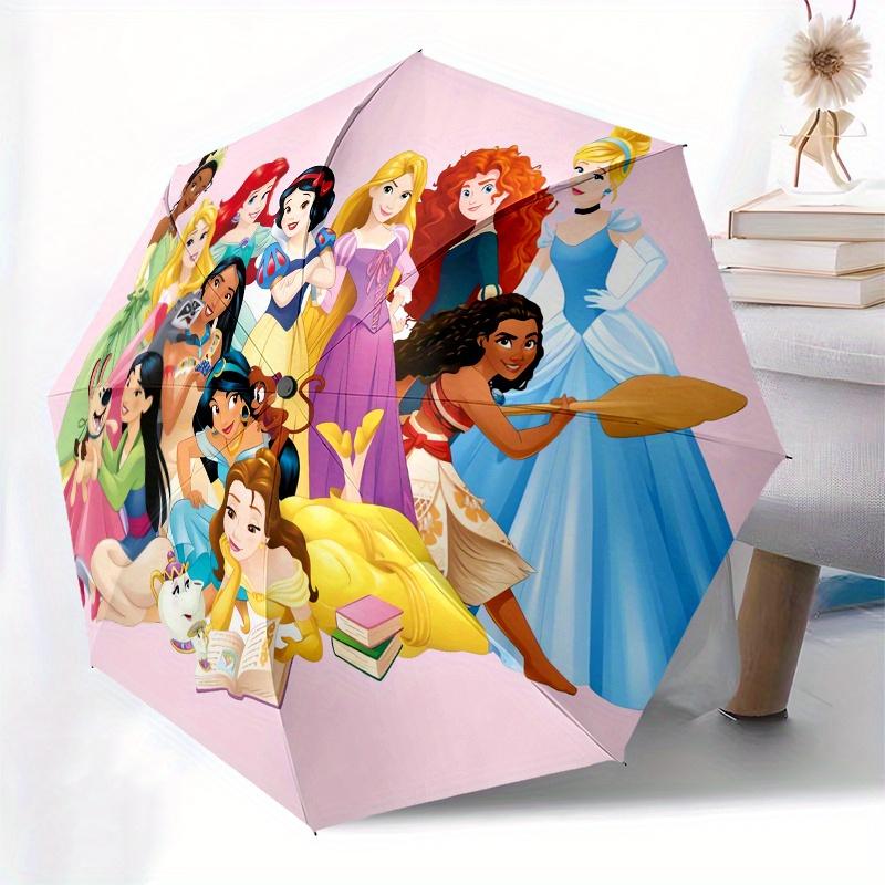 Ombrello Automatico ad Apertura e Chiusura con Personaggi dei Cartoni Animati e Principesse, 8 Stecche Antivento Portatile Pieghevole, Adatto per Uso Casuale