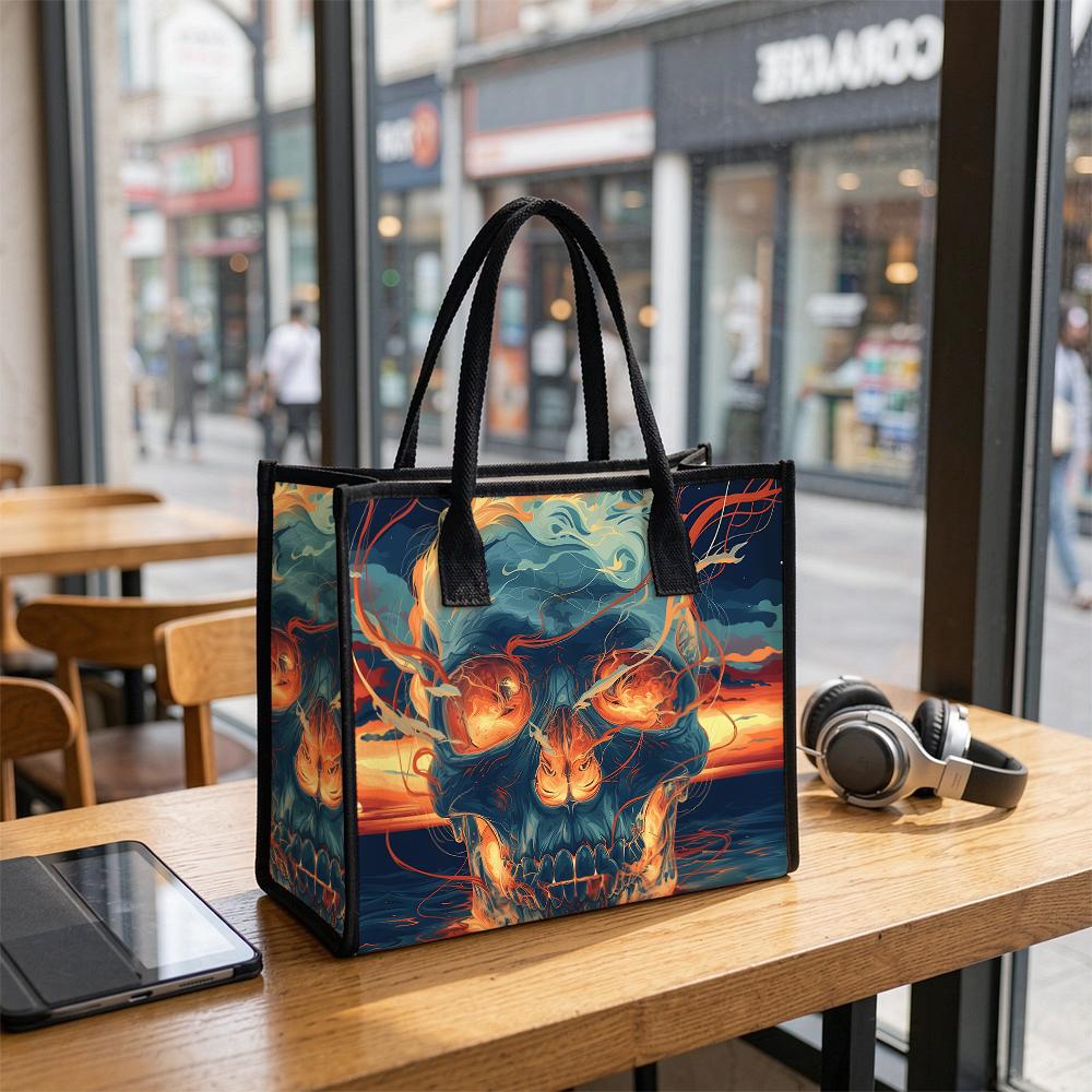 Cool Skull Print Tote Bag Fashion All-match Large Capacity Casual Outdoor Daily Shoulder Handbag