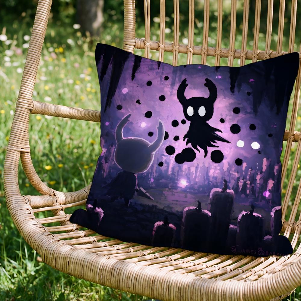 Stylish HHollow Knightes Cushion Cover Versatile DoubleSided Pillow Case Fit for Sofa Bed Car Daily Decor