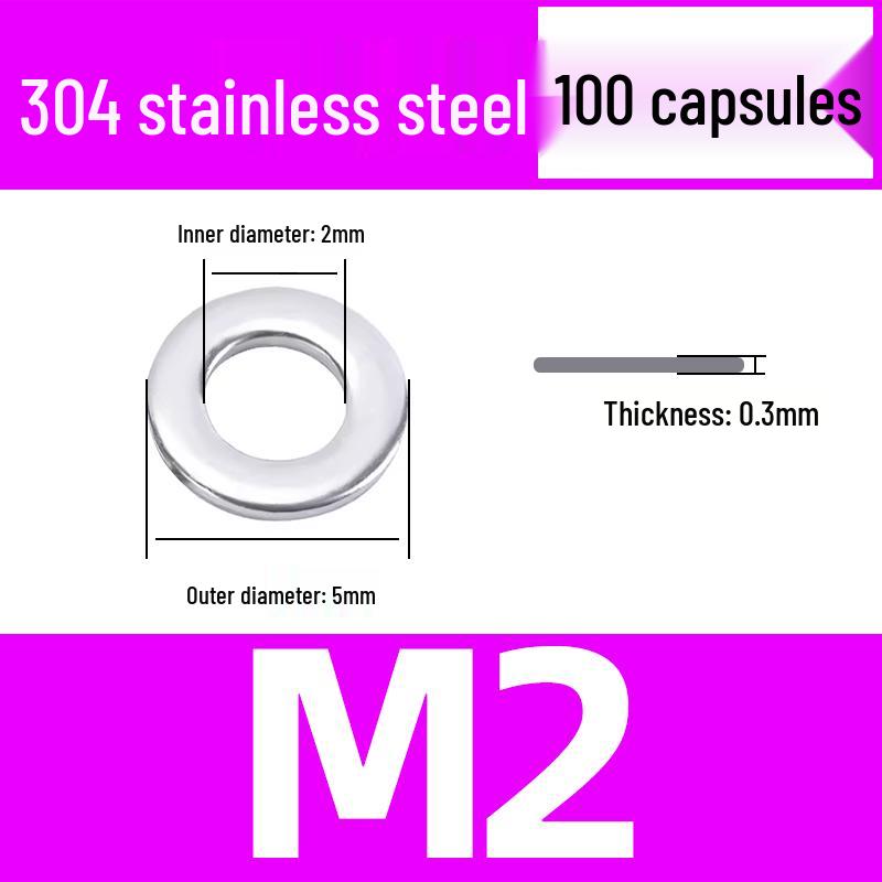 304 Stainless Steel Flat Washer for M1.6-M45 Screws