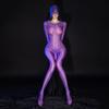 Sexy Women Full Cover Glossiness Bodysuit Sheer See Through Maid Tights Stain Smooth One Piece Suit Bulge Pouch Leotard
