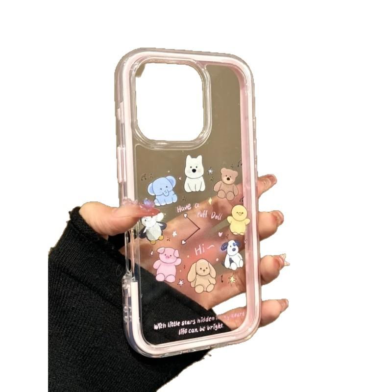 Creative animal clock for Apple iPhone17promax color edge 16 mobile phone case 14 cute 13 sets 15