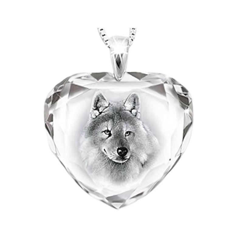 Yunjin wish new wolf crystal necklace series heart-shaped crystal wolf necklace pendant, specially for