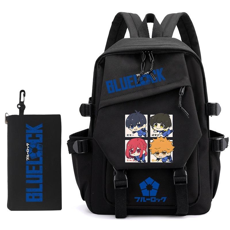3 Piece School Backpack Set for Students Large Capacity Oxford Cloth Schoolbag with Shoulder Strap and Pencil Case