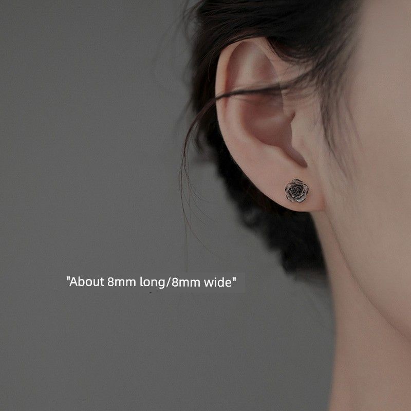 

Xiangnan Rose Best Selling Female Fancy Niche Style Silver Needle 999 silver needle rose earrings (two price)