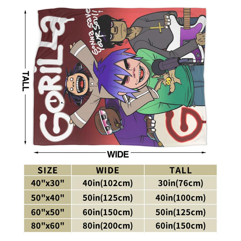 Gorillazs Flannel Blanket Winter Band Rock Warm Throw Blanket for Children Home Decor Graphic Bedspread Sofa Bed Cover