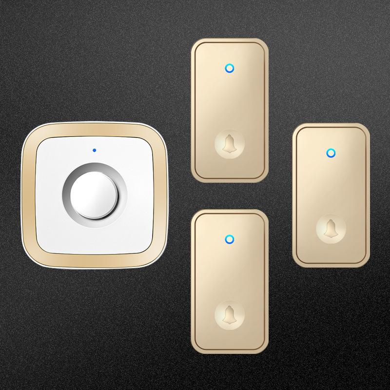 Wireless Doorbell, Self-Powered, Long-Range, Three Buttons, Single Receiver, Battery-Free, Waterproof, Elderly Call Feature.