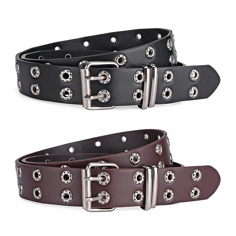 Trendy 2024 Punk Women's Double Row Belt Stylish Casual Denim Belt For Fashionistas