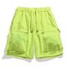 Summer Men's Retro Nylon Workwear Shorts: Loose, Multi-Pocket, Solid Color