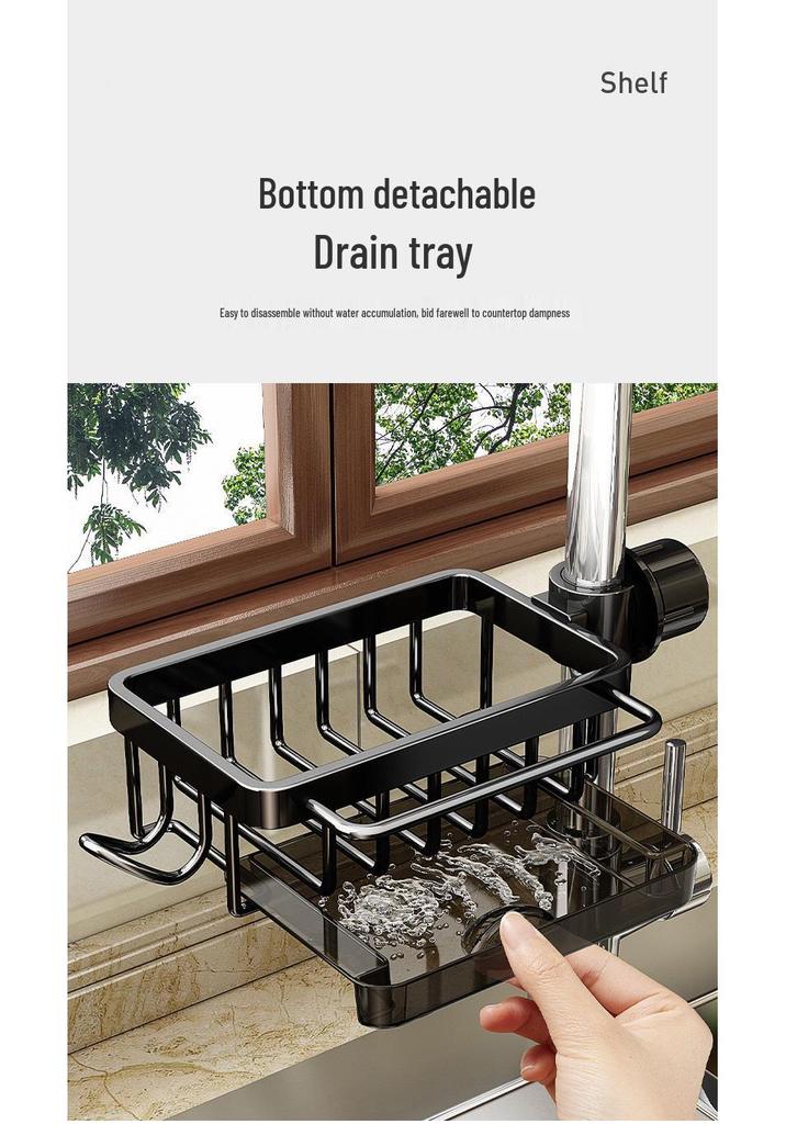 Kitchen Multifunctional Draining Rack & Sink Storage Basket for Sponge & Dishcloth