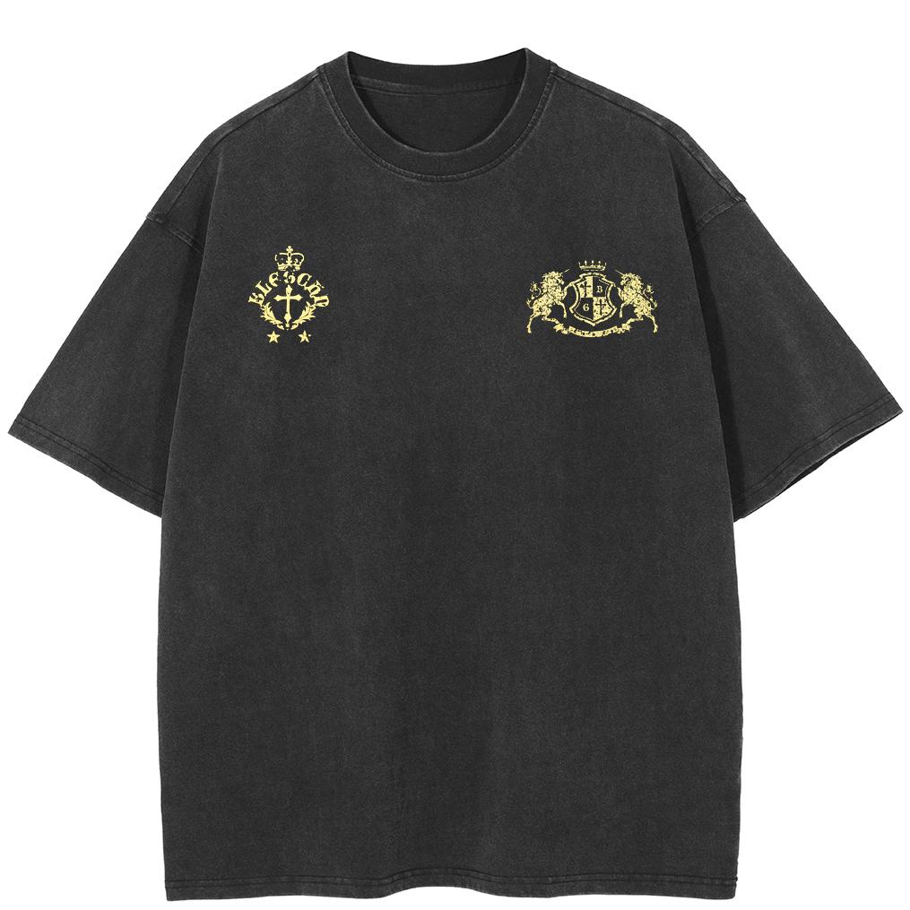Streetwear Lustiges Grafik-T-Shirt Baumwolle gewaschenes schwarzes T-Shirt Unisex Tops Tees Sommer Kurzarm-T-Shirt