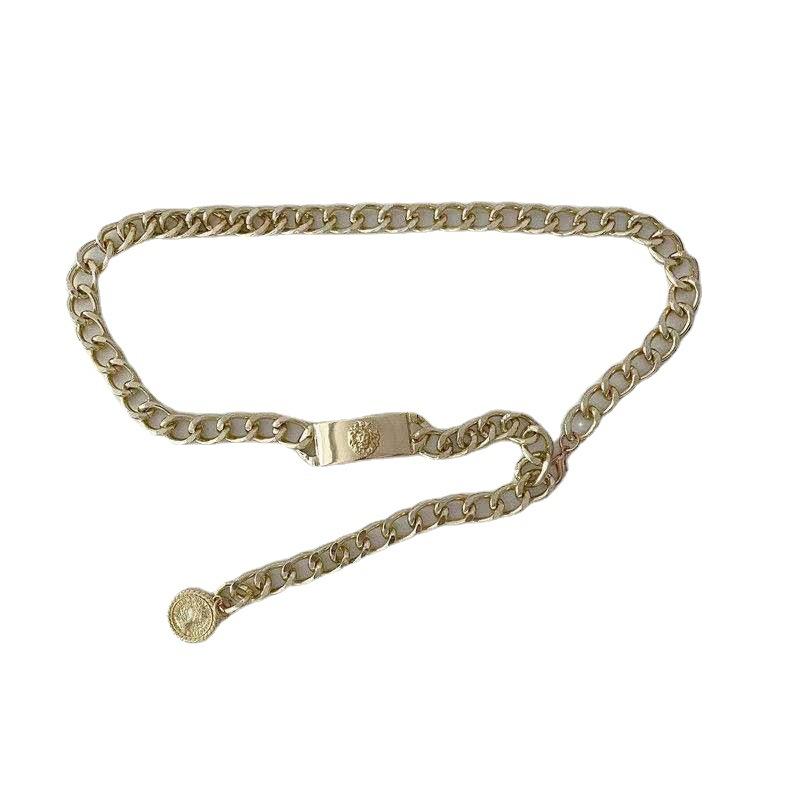 European and American Retro Geometric Tassel Beauty Portrait Body Chain Female Personality Punk Metal Pendant Waist Chain