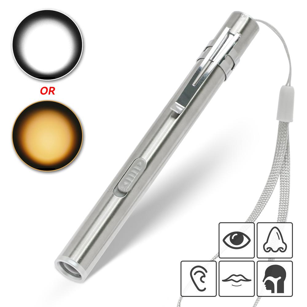 Professional Medical Handy Portable Pen Shaped USB Rechargeable Mini Flashlight LED Torch Hard Light with Stainless Steel Clip