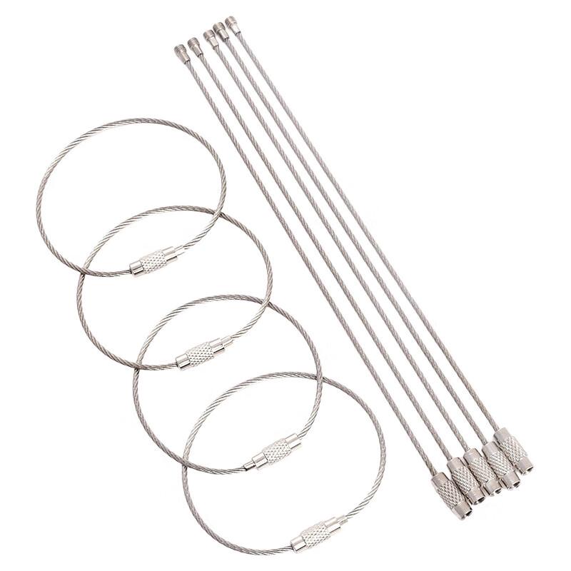 Stainless Steel Wire Rope Key Ring Loops with Screw Lock