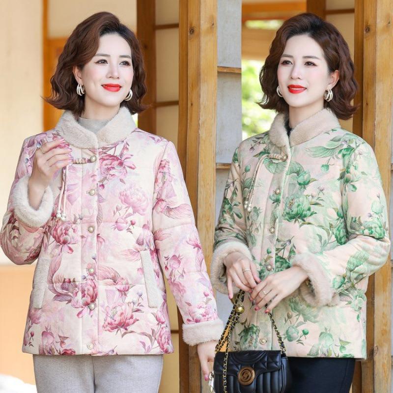 Fleece and Thickened Winter Cotton-padded Jacket, New Disc-buckled Cotton-padded Jacket, Chinese Thermal Cotton-padded Jacket for Women