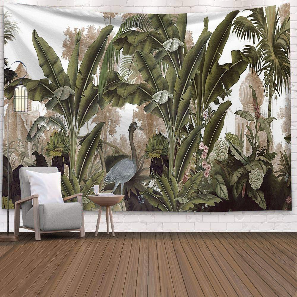 Green Forest Tree Wall Hanging Tapestries Mandala Natural Stream Flower Bedroom Wall Decor Camping Blanket  Dropshipping