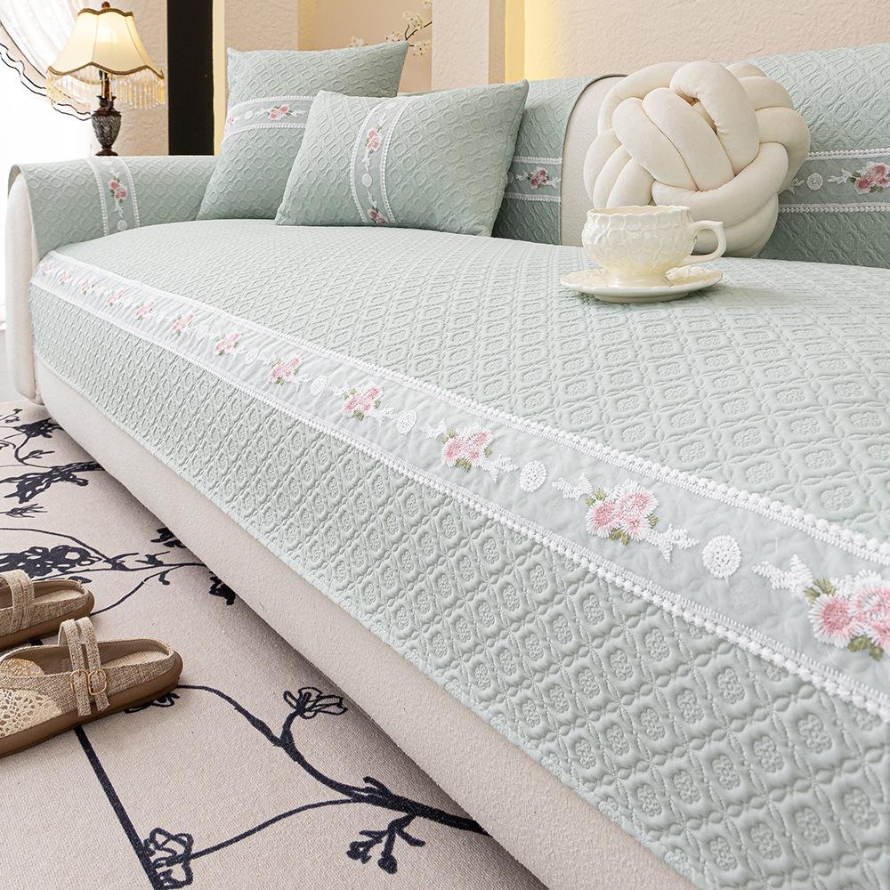 

Клетчатый кружевной однотонный нескользящий чехол-протектор для дивана, шезлонг, всесезонный универсальный эластичный угловой чехол-накидка на подушку для дивана 70X70cm зелёный