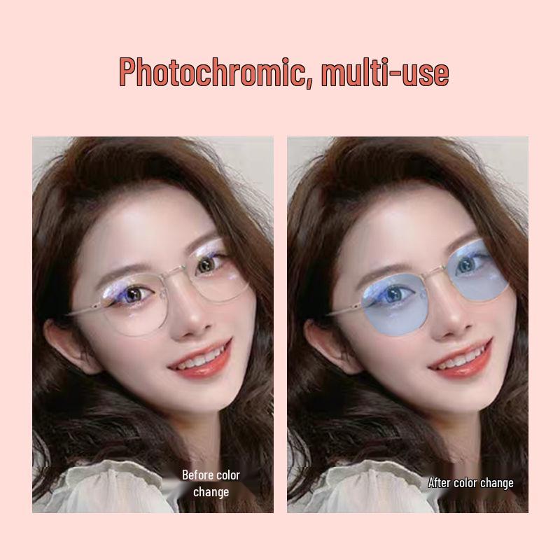 Ultralight Korean-Style Prescription Glasses for Women - Anti-Blue Light, Trendy & Protective Myopia Discoloration Lenses