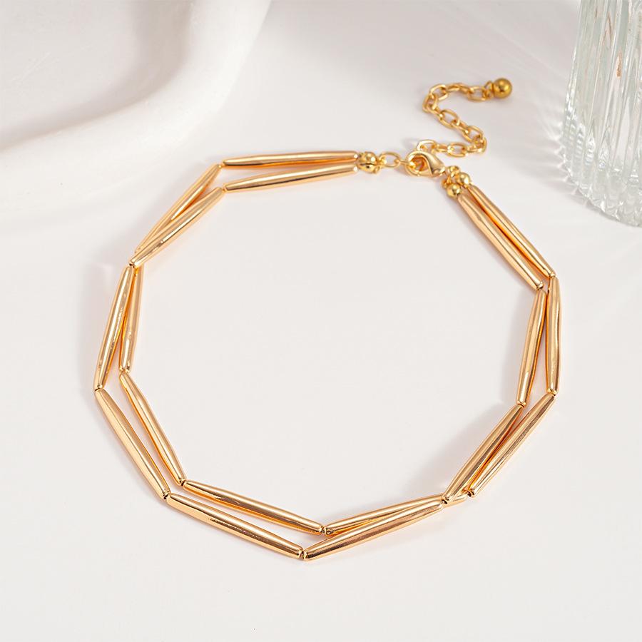 Двойная трубчатая геометрическая колье-ключица Простая нишевая премиальная колье