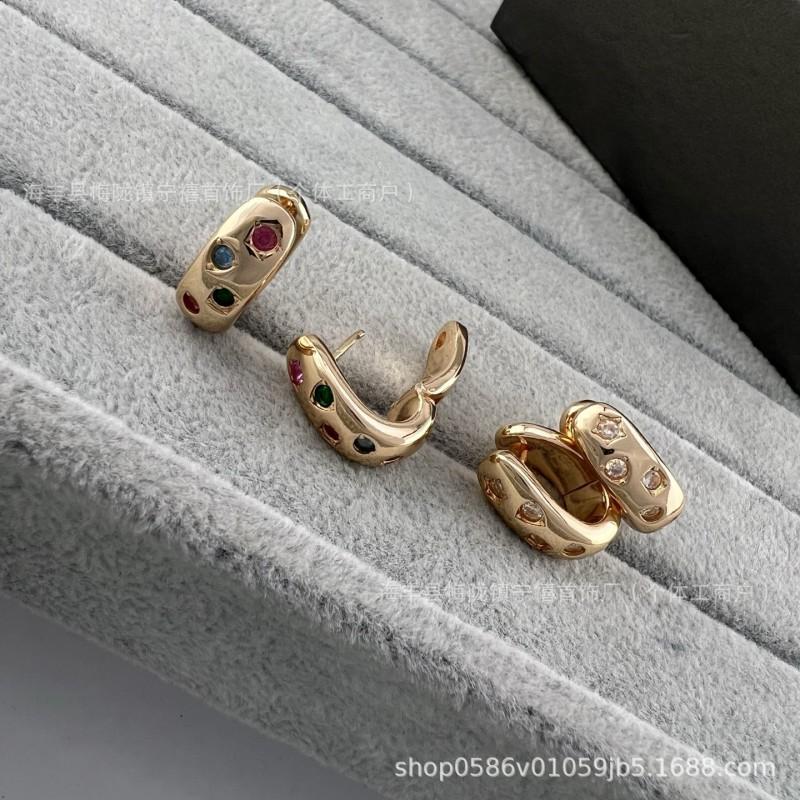 V Gold High Polished Earrings Color Gemstone Jewelry Women