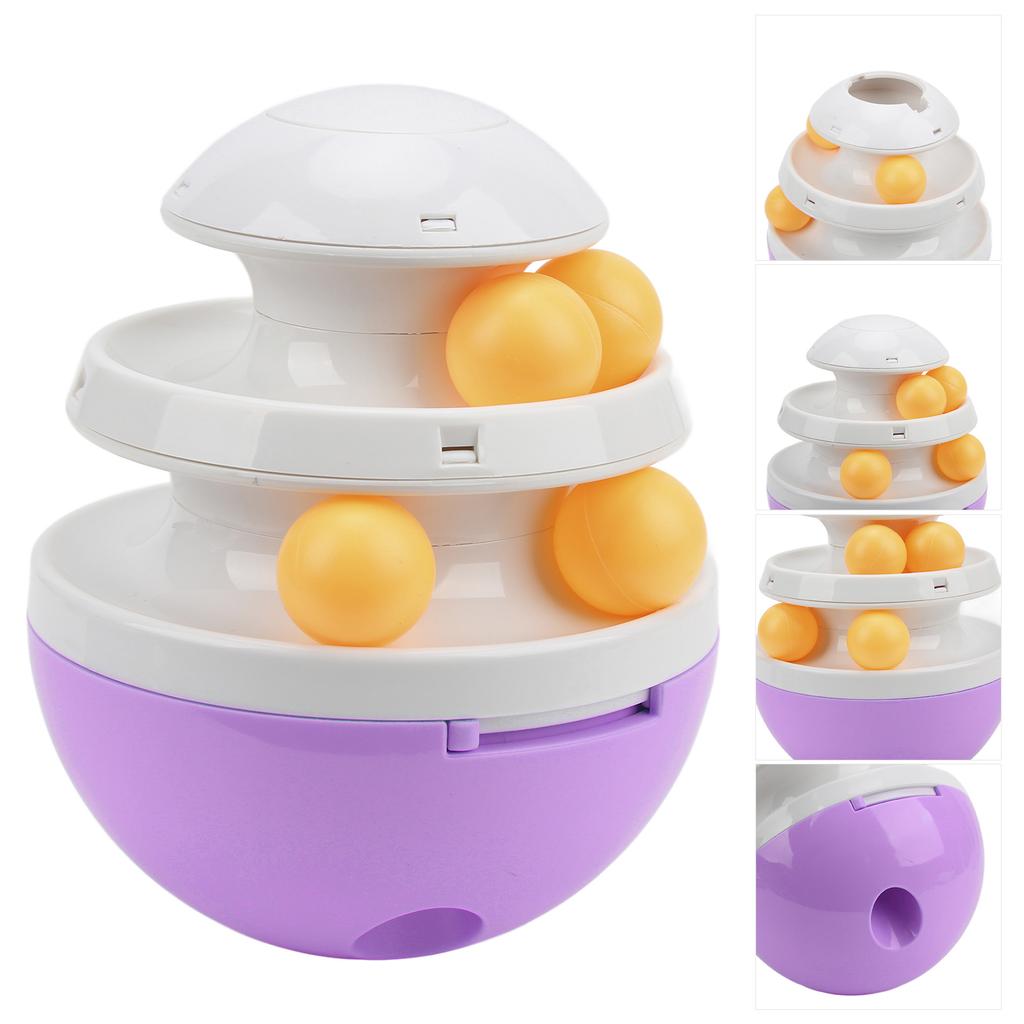 Cat Turntable Toys Track Adjustable Leakage Device Cat Leaky Food Ball for Cats DogsPurple