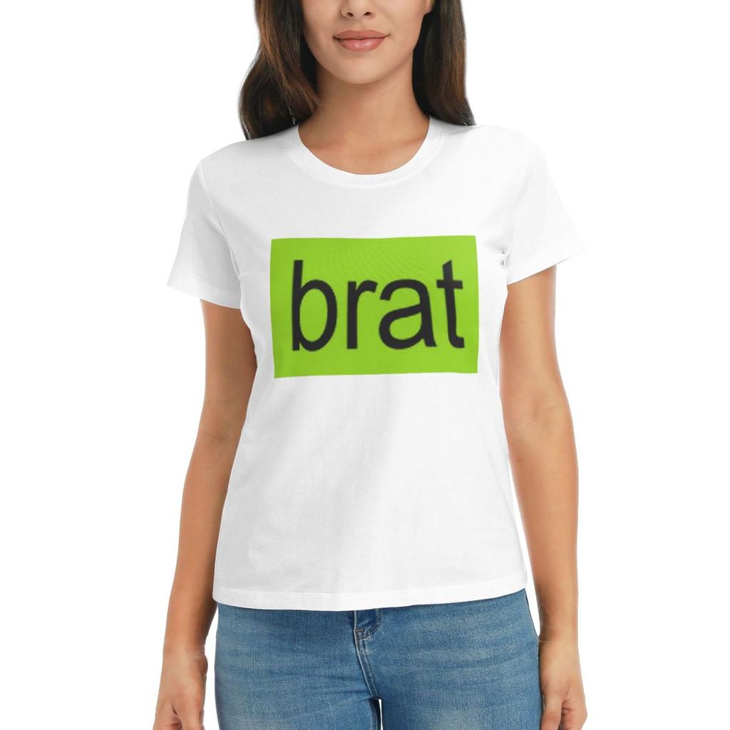 Women TShirt Brat Charli Xcx Summer Short Sleeve Tees Crew Neck Cotton T Shirts Clothes Tops Streetwear