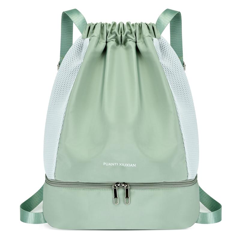 Lightweight Durable Oxford Drawstring Backpack Casual Fitness Gym Bag with Shoes Compartment Fashionable School Sports Bag