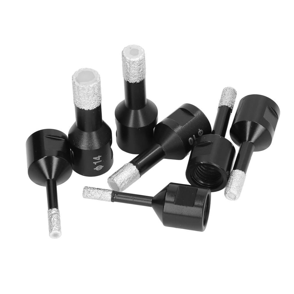 7 Stück Diamantbohrer Nass Trocken Diamantgelötete Lochsäge Set mit M14 Innengewinde für Marmor