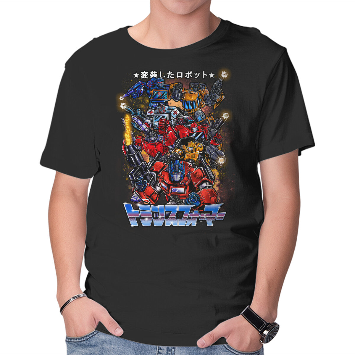 Unisex Crew Neck T-Shirt Autobots Squadron Graphic Short Sleeve Casual Tee S