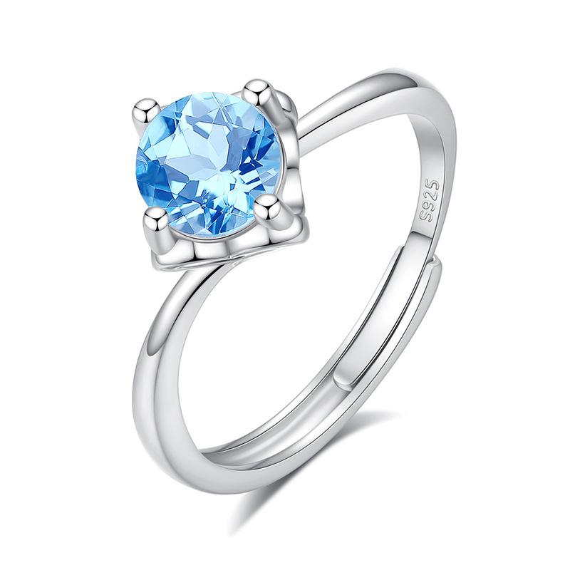 S925 Sterling Silver Four Claw Garnet Ring Natural Crystal Stone Fashion Minimalist Women Daily Fine Jewelry