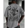 Summer Men's Casual Print Japanese-Style Simple T-shirt Breathable 100% Cotton Short Sleeve Perfect