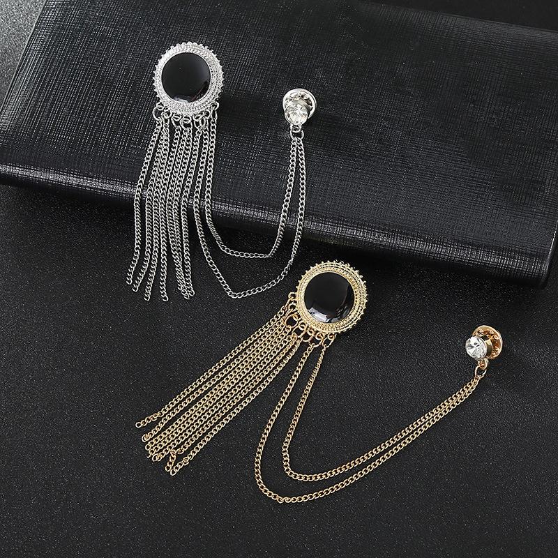 Crown Gold Silver Tassel Brooches For Women Men Pin Party Casual Lapel Pins Accessory Gift Suit Tassel Brooches Jewelry