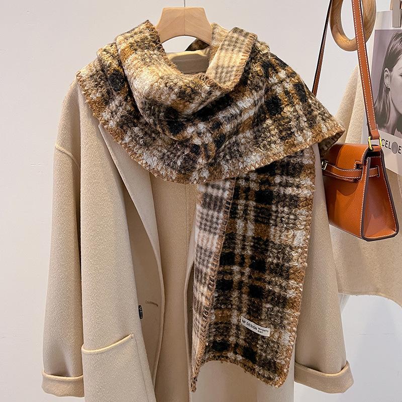 Wind retro leopard print imitation cashmere scarf women's autumn and winter new Spice Girl shawl thickened warm scarf
