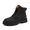 Men's high top boots four season outdoor work shoes anti slip and comfortable yellow boots fashion British casual leather boots