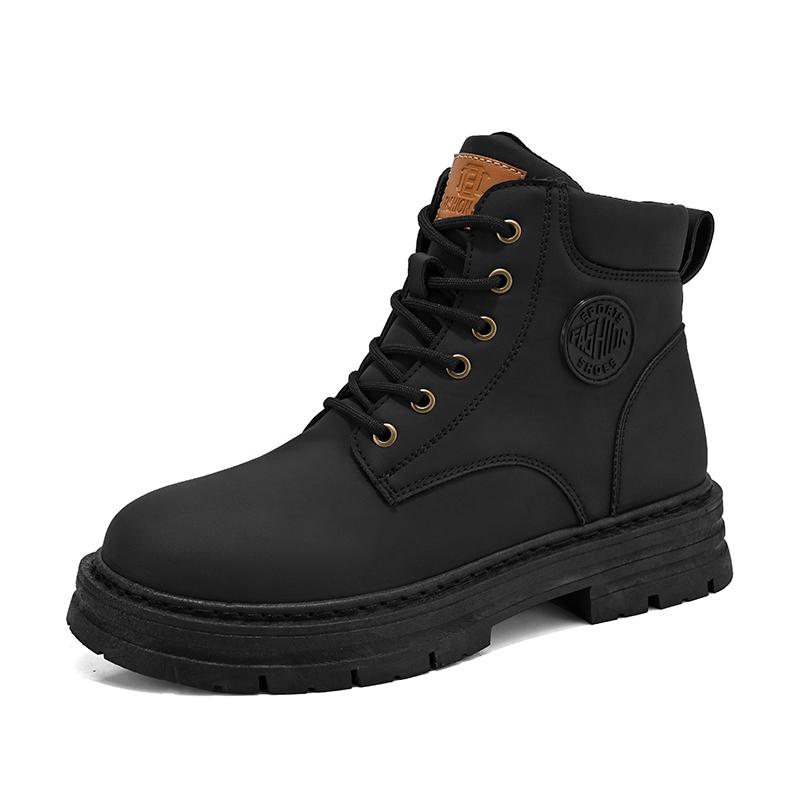 Men's high top boots four season outdoor work shoes anti slip and comfortable yellow boots fashion British casual leather boots