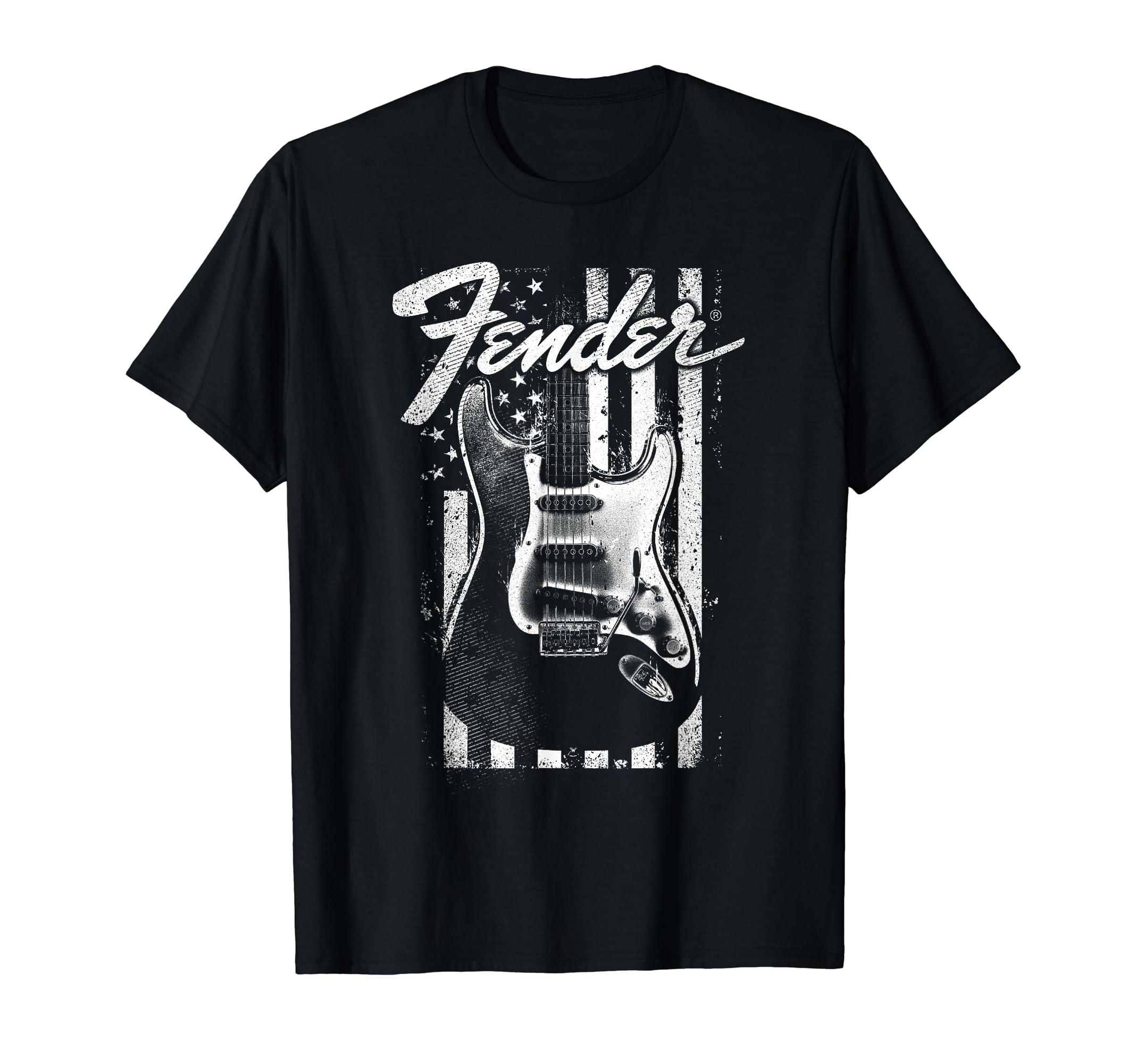 

Fender Футболка с фоном в виде американского флага и гитары чёрный