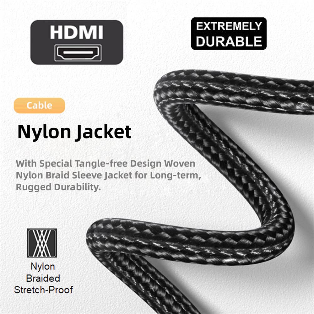 xiwai Magnetic 8K HDMI Male to Male Video Aluminum Shell for Laptops and HDTVs 2.1 Type-A Cable, 6.6ft, Braided,