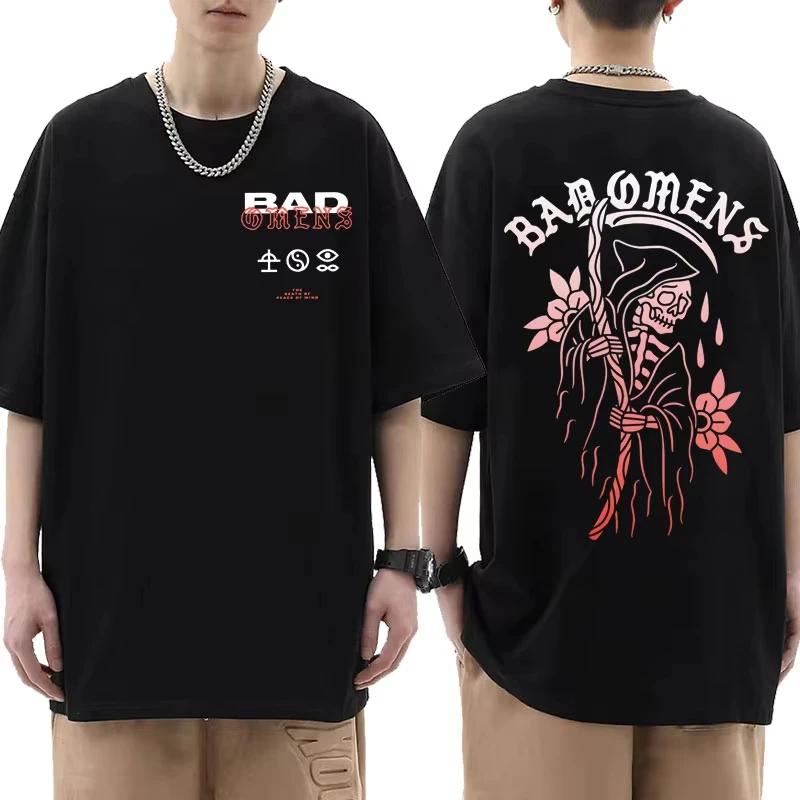 Bad Omens Band Tour American Music Tee Shirt The Death of Peace of Mind Skeleton Graphic T Shirt Men's Rock Style Gothic T-shirt