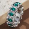 Luxurious Elegant Egg Shaped Ring with Green White Zirconia Full Round Edges for Men Women  Multifunctional Single