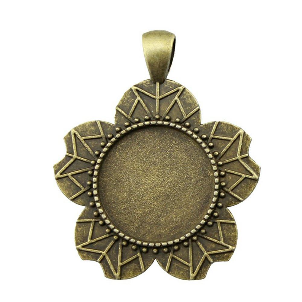 10 Stück 20mm Innenmaß Antik-Bronze Farbe 34 Stil Cabochon Fassung Anhänger Passend für 20mm Glas Cabochon